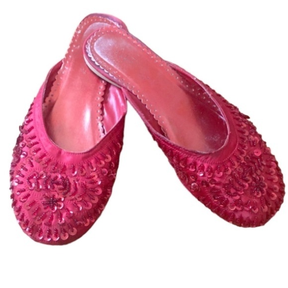 Red sequin slippers size 8 - Picture 1 of 6